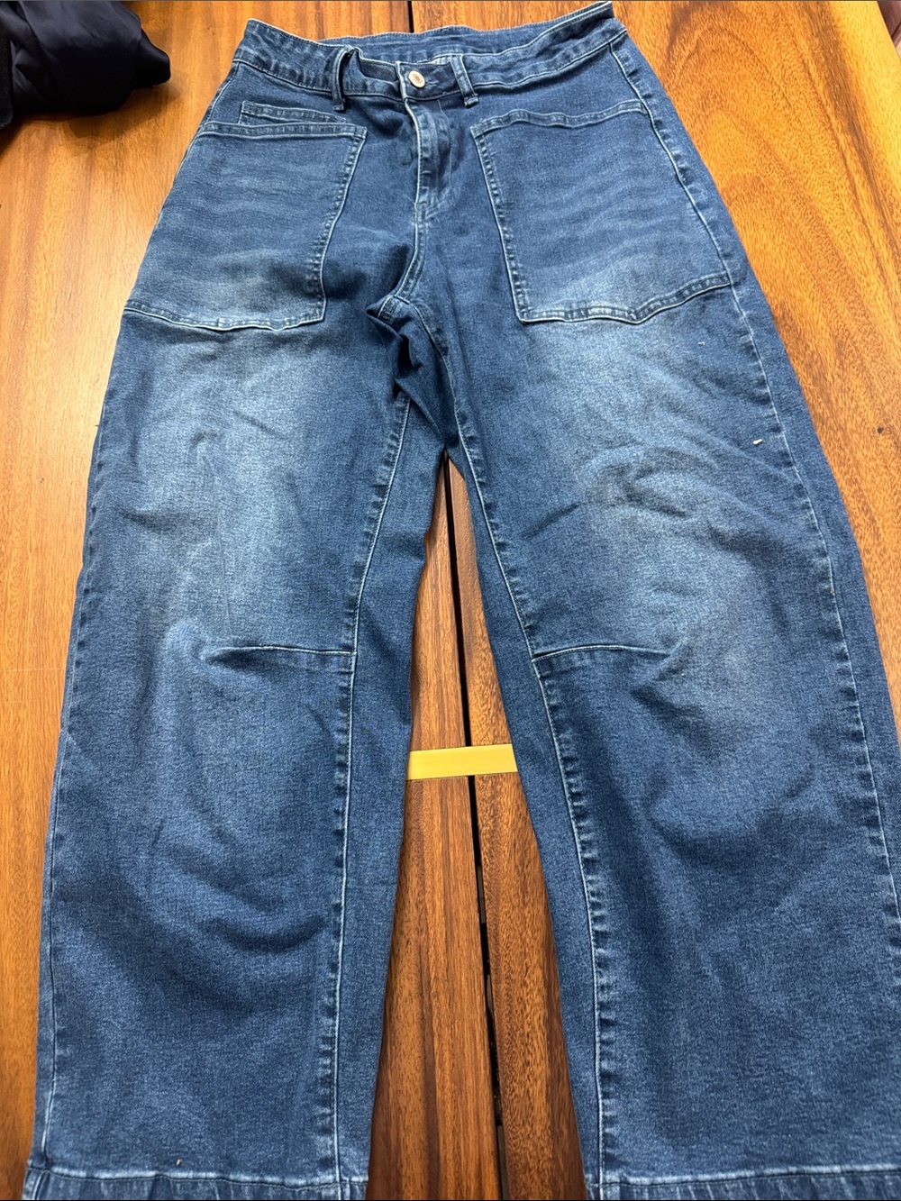 Women’s  Relaxed barrel Denim Jeans - Dark Blue